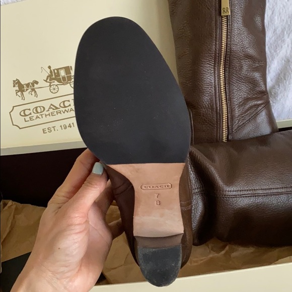 Coach Kaylie long boot stacked heel w box - Picture 11 of 15